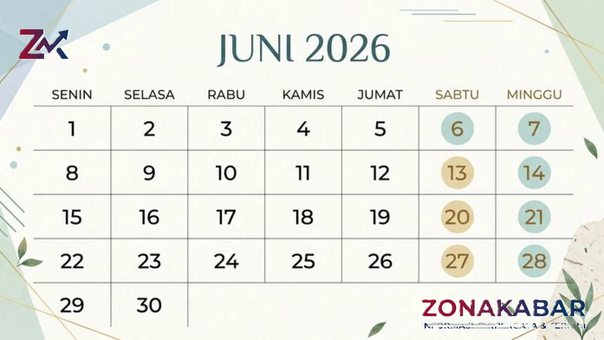 Kalender Lengkap Juni 2026: Daftar Libur Nasional, Konversi Tanggal Jawa, dan Momen Penting